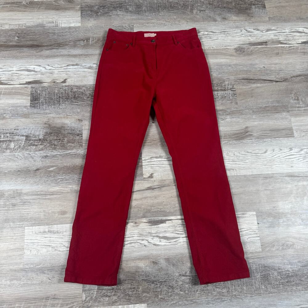 House of Bruar Red Suede Feel Straight Leg Pants Quiet Luxury Minimalist Size 14